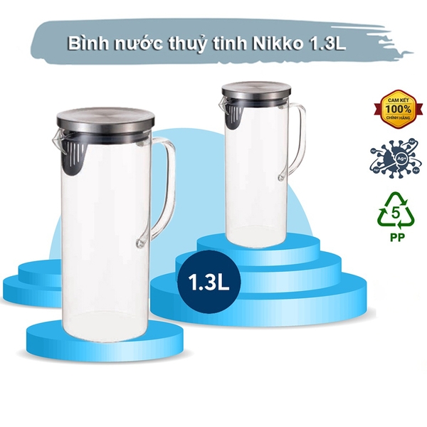 Bình nước thuỷ tinh Nikko 1.3L