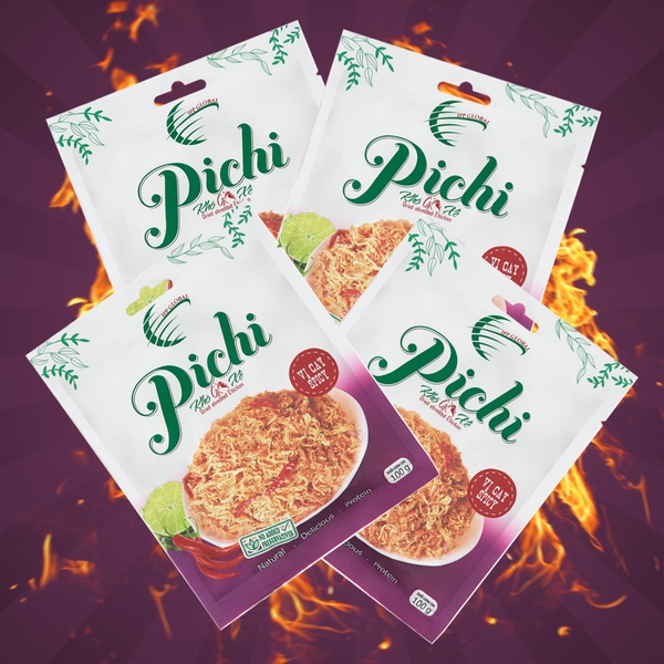 Combo 4 gói Pichi khô gà xé 100g - vị cay truyền thống