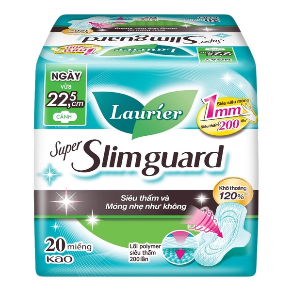 Laurier Băng vệ sinh Siêu Mỏng 1mm Bảo Vệ 22.5cm 20 miếng