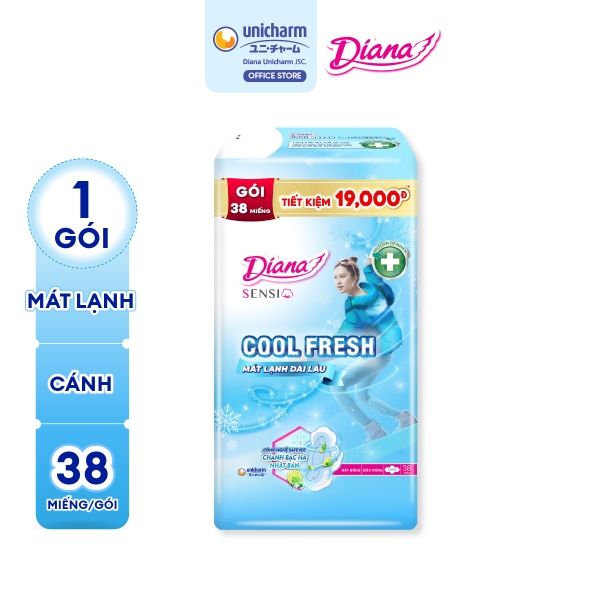 Diana Băng vệ sinh SENSI Cool Fresh Siêu mỏng cánh gói 38 miếng/gói