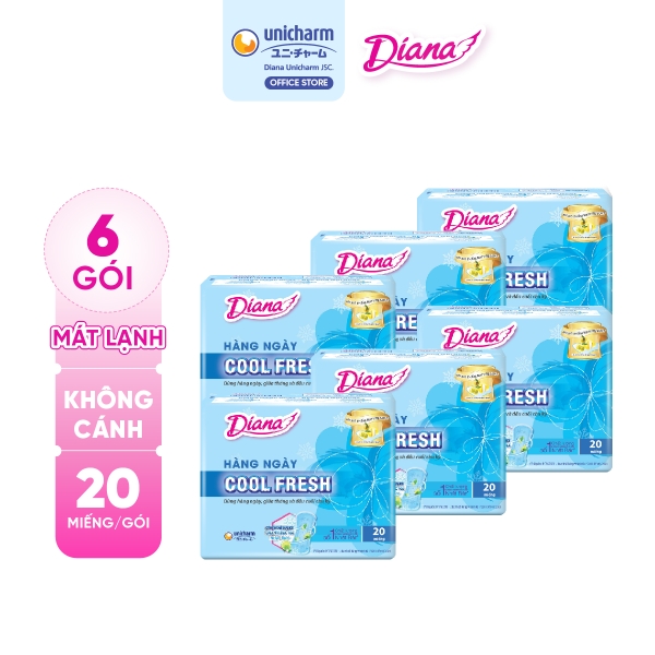 [COMBO 6] Diana Băng vệ sinh Sensi hàng ngày Cool Fresh 20 miếng/gói