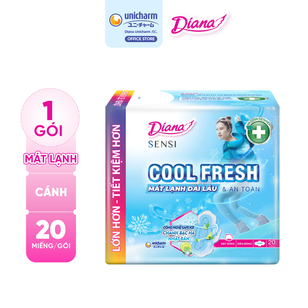 Diana Băng vệ sinh SENSI Cool Fresh Siêu mỏng cánh 20 miếng