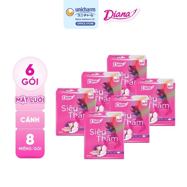 [THÙNG 48] Diana Băng vệ sinh Maxi siêu thấm cánh/không cánh 8 miếng/ gói