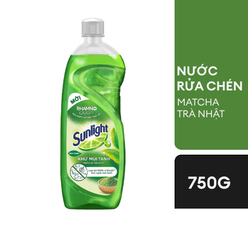 Nước Rửa Chén Sunlight Khử Mùi Tanh Hương Matcha Chai 750g