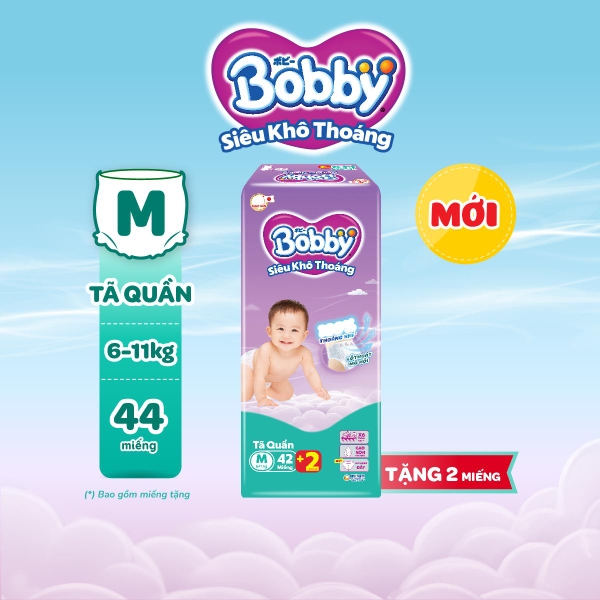 [TẶNG MIẾNG NGẪU NHIÊN] Bobby Tã bỉm quần M42 Siêu khô thoáng