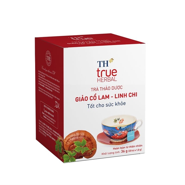 Hộp 20 Gói Trà Thảo Dược Giảo Cổ Lam Linh Chi TH true HERBAL 26g (20 túi x 1,8g)