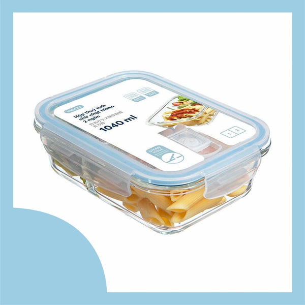 Hộp thuỷ tinh chữ nhật Nikko 1040ml (2 ngăn)
