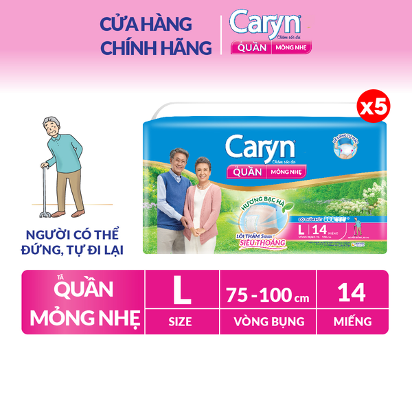 [COMBO 5] Tã quần người lớn Caryn mỏng nhẹ L14