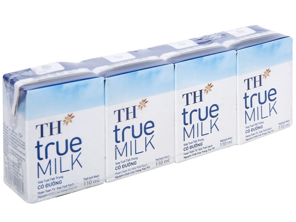 Sữa tươi tiệt trùng TH True Milk có đường 110ml lốc 4 hộp