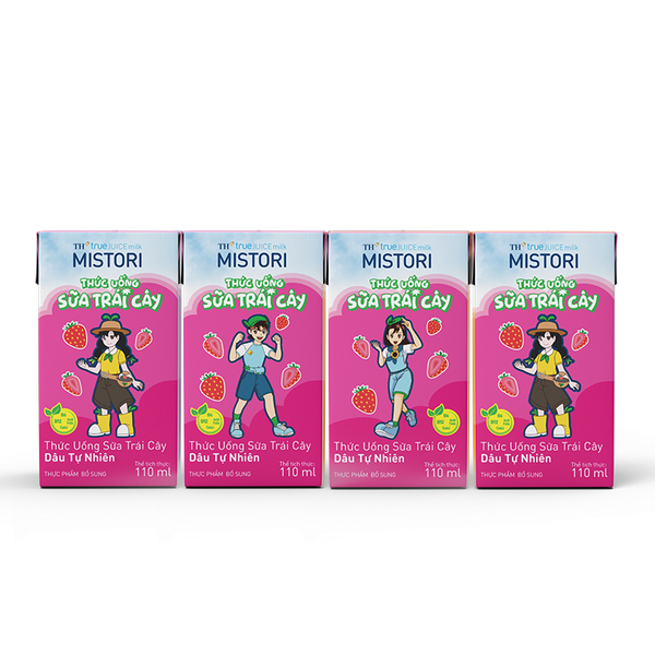 Lốc Thức Uống Sữa Trái Cây Dâu Tự Nhiên TH true JUICE milk MISTORI 110 ml lốc 4