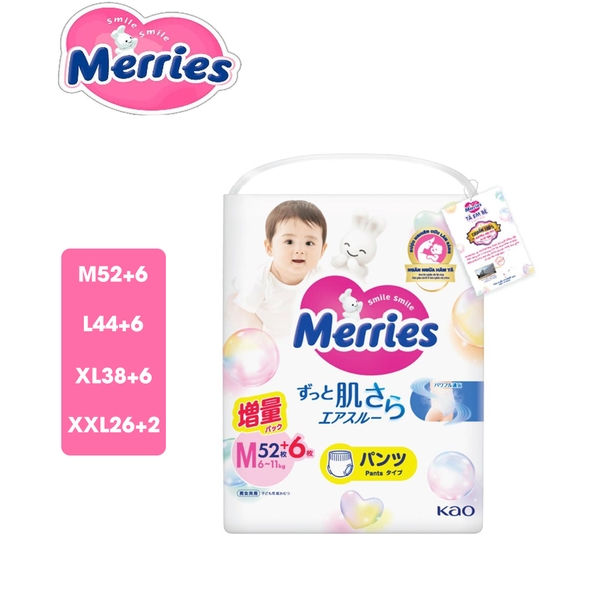 Merries Tã Bỉm quần M52+6 cho bé