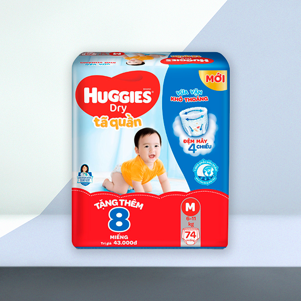 [Tặng thêm 8 miếng] Tã/bỉm quần Huggies M74