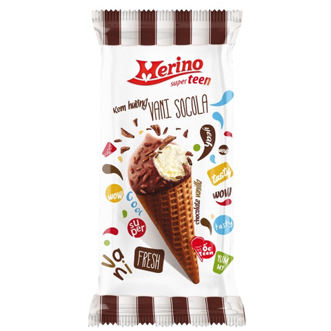 Kem ốc quế vani socola Merino Super Teen 60g