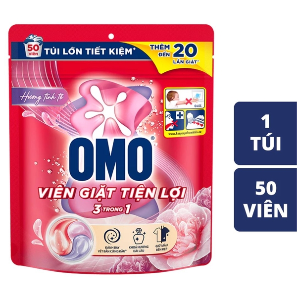 OMO Viên Giặt 3trong1 Hương Tinh Tế túi 525g 50 viên