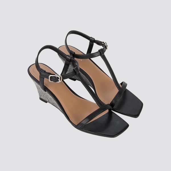 Sandal xuồng mũi vuông quai mảnh Sablanca SX0014 - Đen