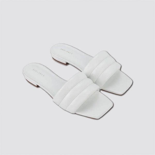 Dép xẹp quai ngang họa tiết sọc ngang Sablanca DX0058 - Trắng