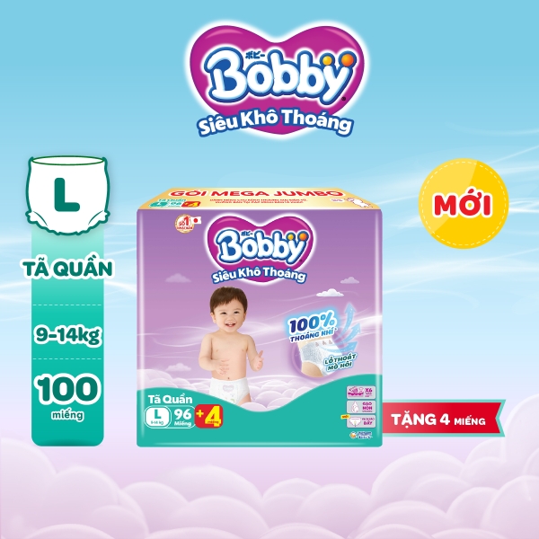 Bobby Tã bỉm quần L96 Siêu khô thoáng (cộng miếng ngẫu nhiên)