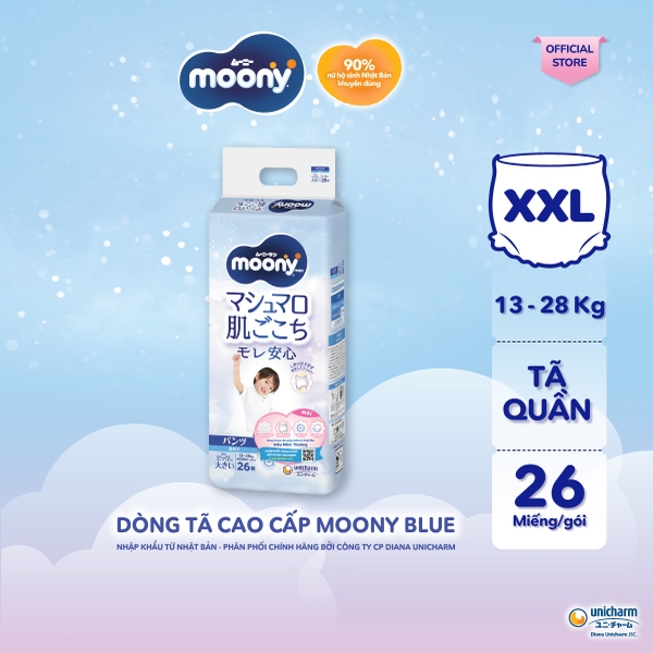 Moony Tã bỉm quần xanh XXL26 bé trai - Nhập khẩu Nhật Bản