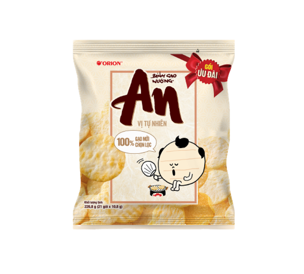 [THÙNG 20 GÓI] An Bánh Gạo Nướng Vị Tự Nhiên Túi 226.8g (21 bánh x 10.8g)