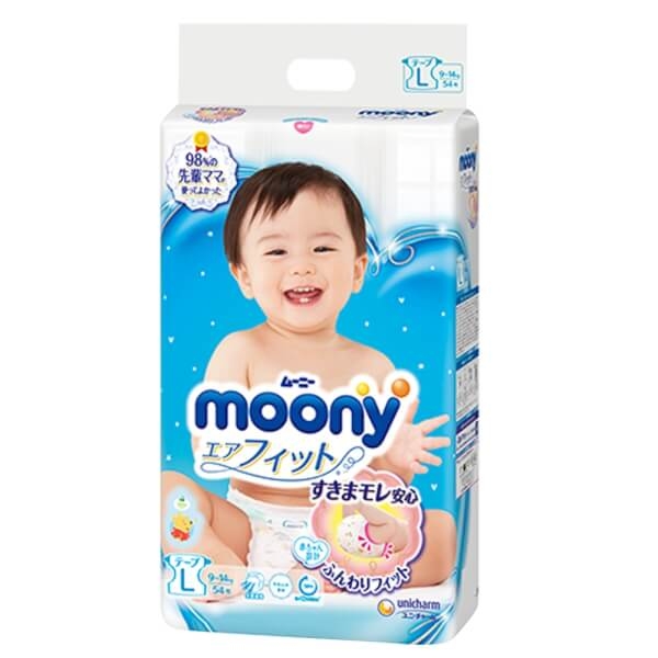Bỉm dán Moony Xanh Tiêu chuẩn size L54 – Hàng Nội Địa Nhật Chính Hãng