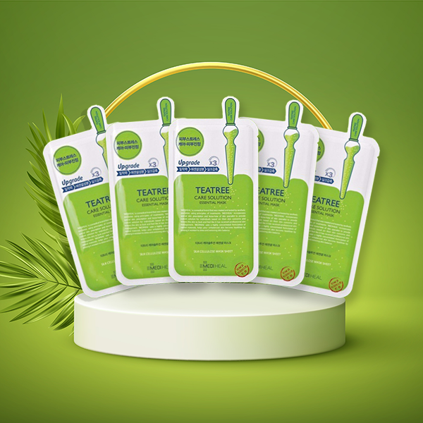 Combo 5 Mặt nạ tinh chất trà tràm ngăn ngừa mụn Mediheal Teatree Care Solution Essential Mask - Miếng 25g