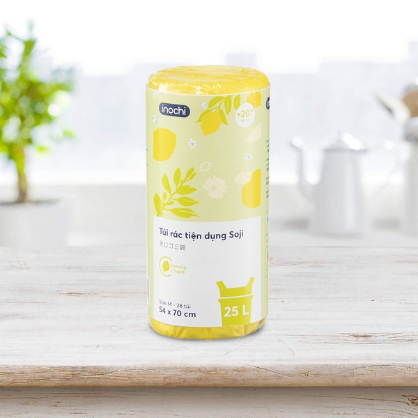 Túi rác tiện dụng Soji 25L x 28 túi (Size M) Hương Chanh