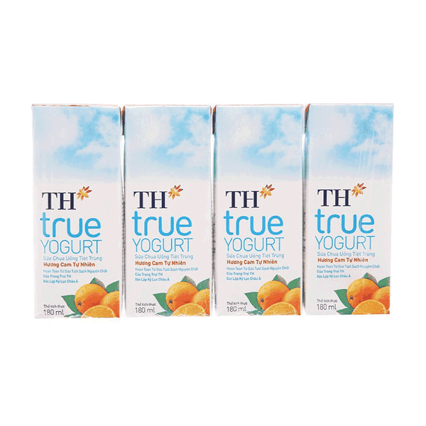 Sữa chua uống tiệt trùng hương Cam hộp giấy 180ml lốc 4
