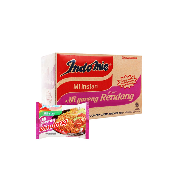 [Thùng 40 gói] Indomie Mì Xào Khô Mi Goreng Rasa Rendang Vị Bò Cay Gói 91g