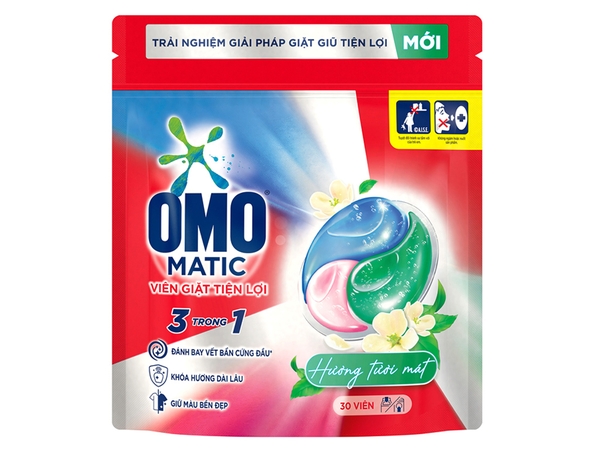 Viên giặt OMO tiện lợi tươi mát túi 315g