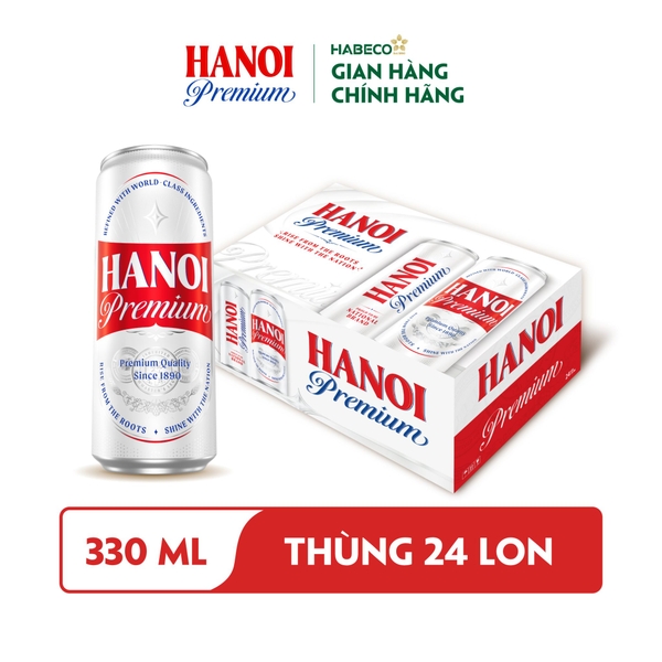 [THÙNG 24 LON] Hà Nội Bia Premium Sleek Lon 330ml