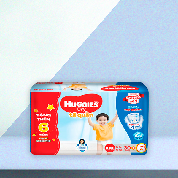 [Tặng thêm 6 miếng] Tã/bỉm quần Huggies XXL30