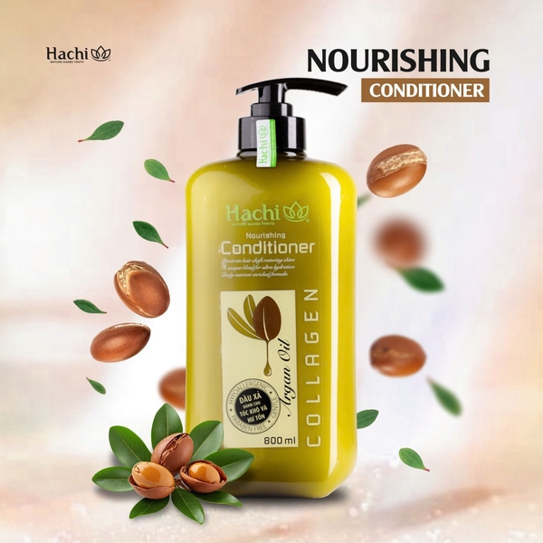 [Thùng 12 Chai] Hachi Dầu Xả Argan Phục Hồi Hư Tổn Chai 800ML_840173