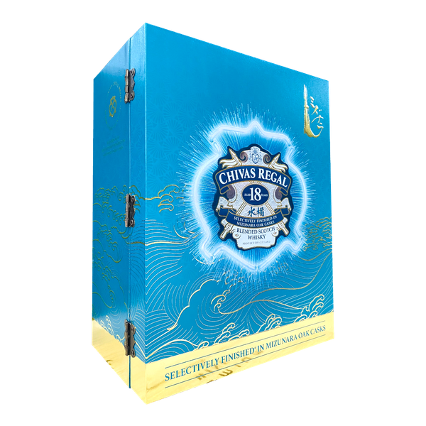 Hộp rượu whisky pha trộn Scotland Chivas Regal Mizunara 18 năm