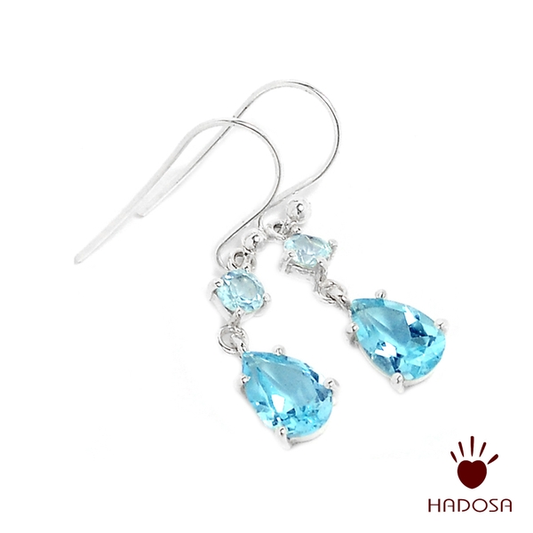 Hoa tai bạc nữ đá Topaz cao cấp Hadosa