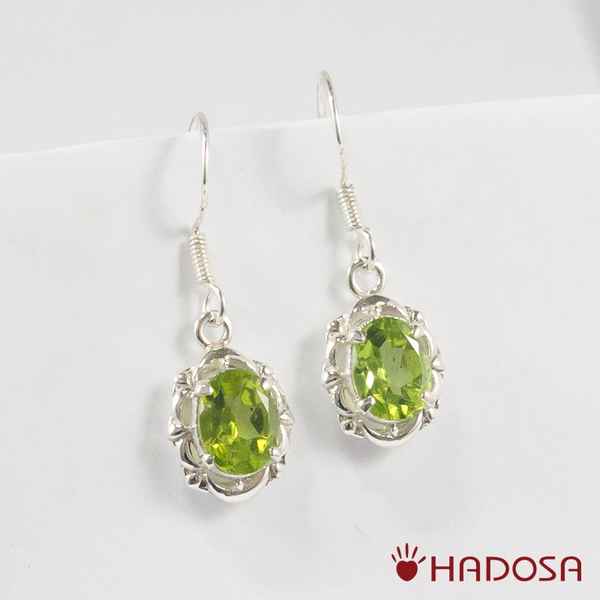 Hoa tai bạc nữa đá Peridot cao cấp Hadosa