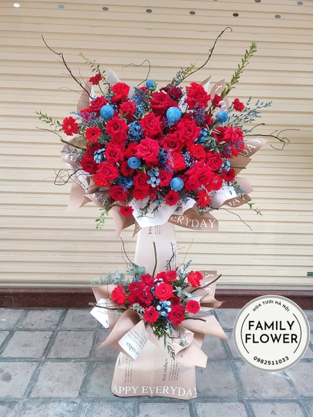 HOA KHAI TRƯƠNG TONE ĐỎ MAY MẮN TẠI HÀ NỘI. HOA KHAI TRƯƠNG HÀ NỘI