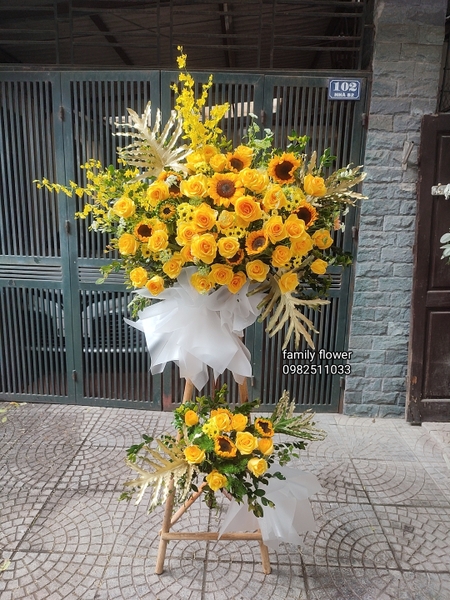 cây hoa tone vàng rực nắng chúc khai trương hồng phát - family flower- hoa tươi hà nội