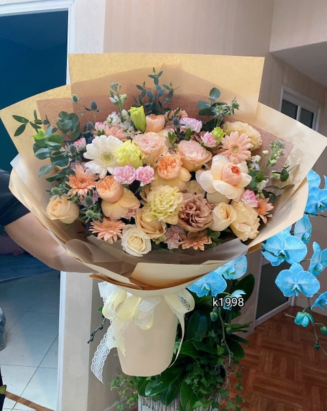 bó hoa juliet tone cam tặng nam , HOA TẶNG CHỒNG HÀ NỘI