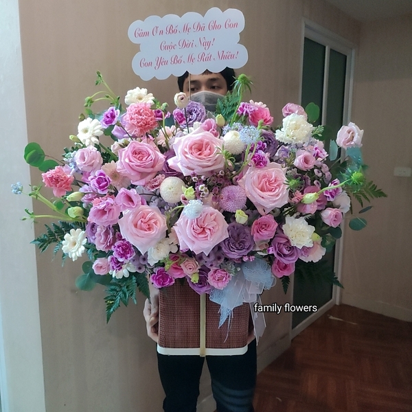 GIỎ HOA HỒNG OHARA TẶNG SINH NHẬT MẸ YÊU Ở CẦU GIẤY - HOA SINH NHẬT HÀ NỘI