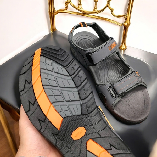 Giày Sandal Big Size Nam 2 Quai Ngang Size (45 46) - ĐEN VIỀN CAM - 