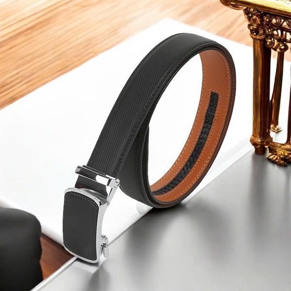 Thắt Lưng Da Big Size Nam Logo Vuông Trơn - Độ Dài 160cm - Đen - 