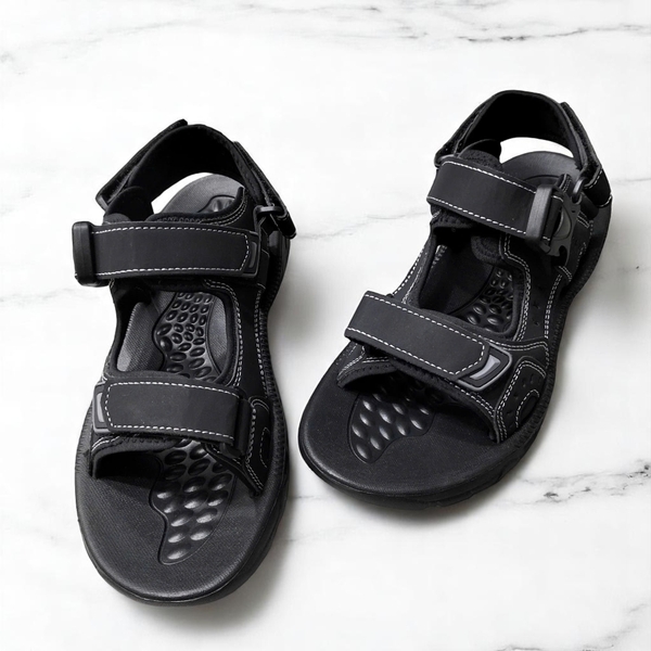 Sandal nam big size, dép quai hậu nút bấm (size 44 45 46 47) - Đen -