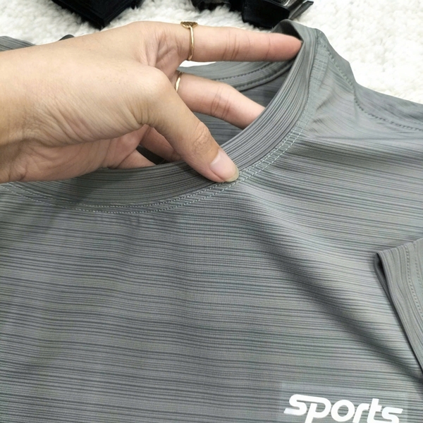 Áo Thun Lạnh Sọc Ngang Big Size Nam (80-140kg) - Xám -