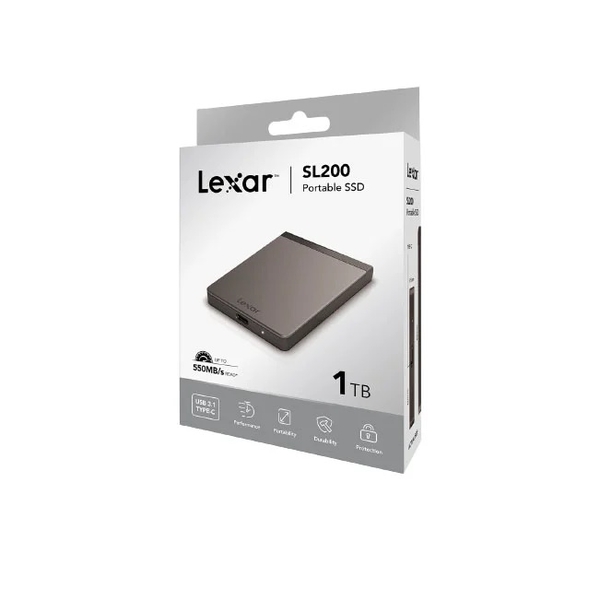 Ổ cứng di động Lexar SSD Portable 1T SL200, 400MB/s USB 3.1 Gen 2 Type-C LSL200X001T-RNNNG