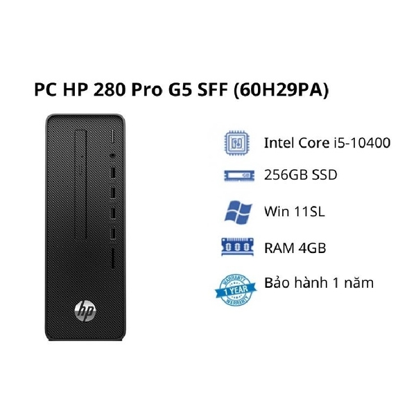 Máy tính bàn HP 280 Pro G5 SFF 60H29PA Core i5-10400 | 4GB | 256GB