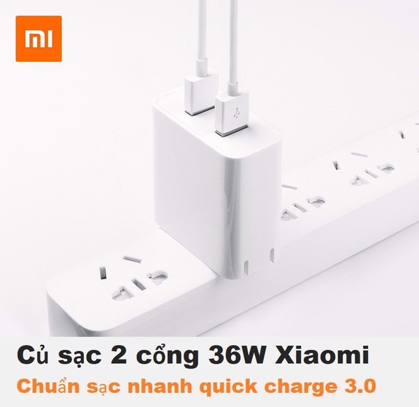 Củ sạc nhanh 2 usb Xiaomi 36w AD07ZM