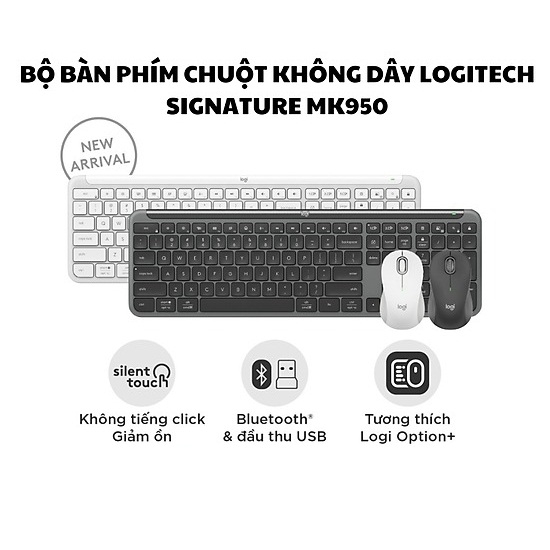 Combo Bàn Phím và Chuột không dây Logitech MK950 Signature Slim