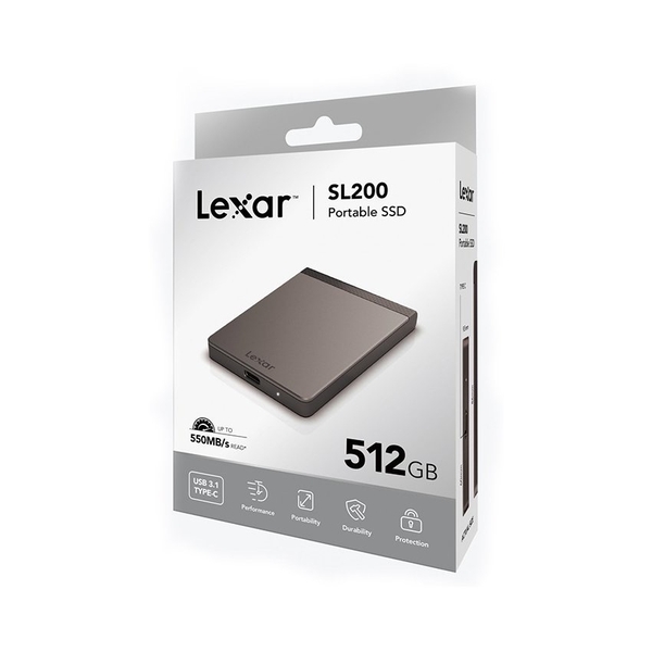 Ổ Cứng di Động Lexar SSD Portable 512G SL200, 400MB/s USB 3.1 Gen 2 Type-C LSL200X512G-RNNNG