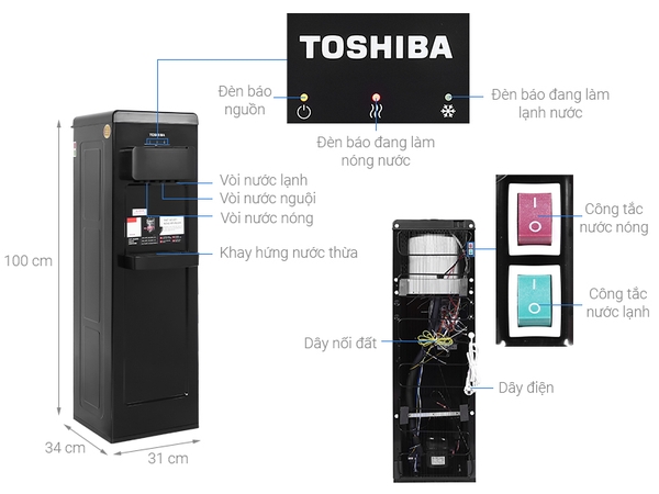 Cây nước nóng lạnh Toshiba RWF-W1917TV(K)