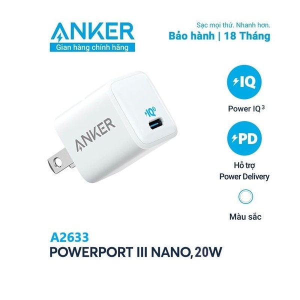 Củ Sạc nhanh Anker A2633 20W